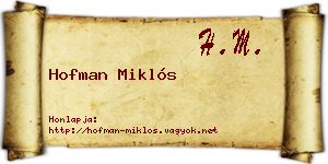 Hofman Miklós névjegykártya